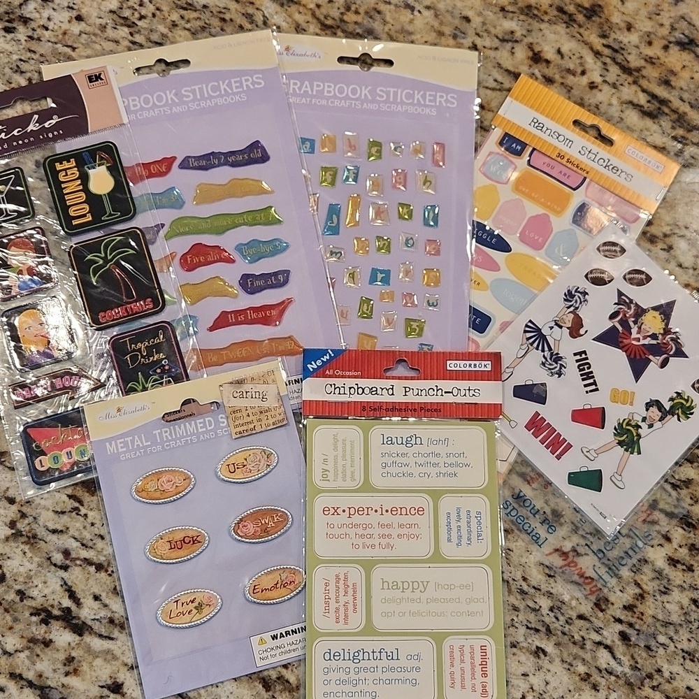 Scrapbook Stickers Lot- Over 75 sheets